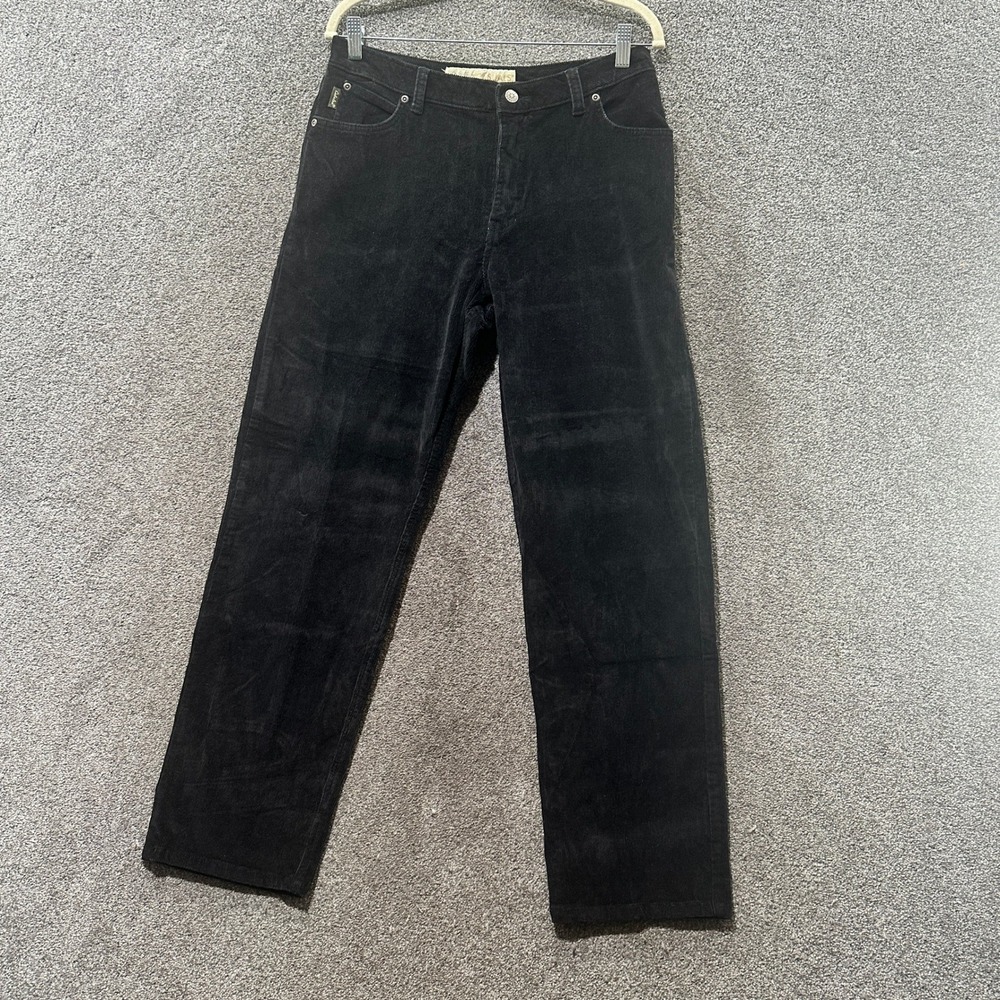 Cabelas Corduroy Pants Women 12 Black Straight Leg 5 Pocket Casual Academia‎
